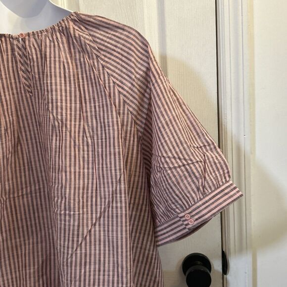 Terra & Sky Plus Size Short Sleeve Ruffle Woven Blouse Dusty Rose 3X (24W-26W) - Picture 15 of 16